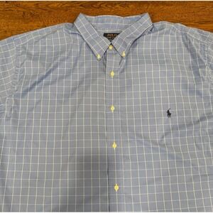 Polo Ralph Lauren Blue Plaid Casual Dress Performance Button Down Shirt Men 4XLT